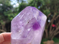 Polished Smokey Window Amethyst Crystals x 2 From Madagascar