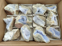 Natural Blue Lace Agate Geode Specimens x 12 From Nsanje, Malawi