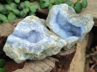 Natural Blue Lace Agate Geode Specimens x 12 From Nsanje, Malawi