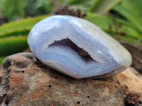 Polished Blue Lace Agate Geode Free Forms x 6 From Nsanje, Malawi