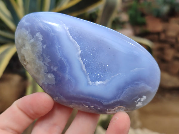 Polished Blue Lace Agate Geode Free Forms x 6 From Nsanje, Malawi