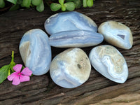 Polished Blue Lace Agate Geode Free Forms x 6 From Nsanje, Malawi