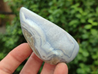 Polished Blue Lace Agate Geode Free Forms x 6 From Nsanje, Malawi