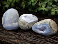 Polished Blue Lace Agate Geodes x 6 From Nsanje, Malawi