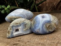 Polished Blue Lace Agate Geodes x 6 From Nsanje, Malawi