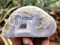 Polished Blue Lace Agate Geodes x 6 From Nsanje, Malawi