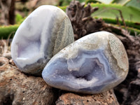 Polished Blue Lace Agate Geodes x 6 From Nsanje, Malawi