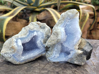 Natural Blue Lace Agate Geode Specimens x 6 From Nsanje, Malawi