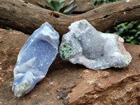 Natural Blue Lace Agate Geode Specimens x 6 From Nsanje, Malawi