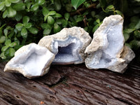 Natural Blue Lace Agate Geode Specimens x 6 From Nsanje, Malawi