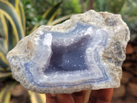 Natural Blue Lace Agate Geode Specimens x 6 From Nsanje, Malawi