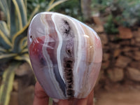 Polished Red Sashe River Agate Standing Free Forms x 3 From Zimbabwe