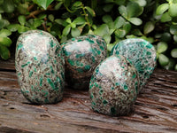 Polished Emerald Mica In Matrix Standing Free Forms x 4 From Mutoko, Zimbabwe