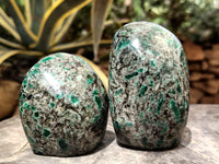 Polished Emerald Mica In Matrix Standing Free Forms x 4 From Mutoko, Zimbabwe