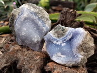 Natural Blue Lace Agate Geode Specimens x 12 From Nsanje, Malawi