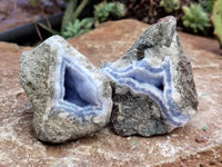 Natural Blue Lace Agate Geode Specimens x 12 From Nsanje, Malawi