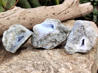 Natural Blue Lace Agate Geode Specimens x 12 From Nsanje, Malawi