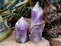 Polished Chevron Amethyst Points x 3 From Ankazobe, Madagascar