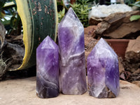 Polished Chevron Amethyst Points x 3 From Ankazobe, Madagascar