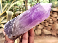 Polished Chevron Amethyst Points x 3 From Ankazobe, Madagascar