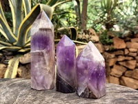 Polished Chevron Amethyst Points x 3 From Ankazobe, Madagascar