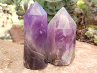 Polished Chevron Amethyst Points x 3 From Ankazobe, Madagascar