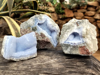 Natural Blue Lace Agate Geode Specimens x 12 From Nsanje, Malawi