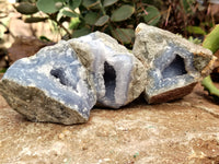 Natural Blue Lace Agate Geode Specimens x 12 From Nsanje, Malawi