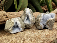 Natural Blue Lace Agate Geode Specimens x 12 From Nsanje, Malawi