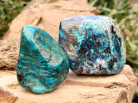 Polished Shattuckite, Azurite, Chrysocolla and Dioptase Free Forms x 4 From Congo