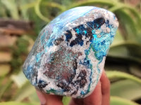 Polished Shattuckite, Azurite, Chrysocolla and Dioptase Free Forms x 4 From Congo