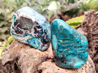 Polished Shattuckite, Azurite, Chrysocolla and Dioptase Free Forms x 4 From Congo