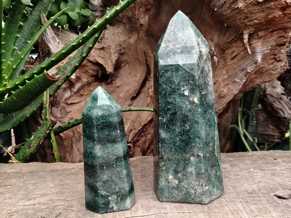 Polished Fuchsite Points x 2 From Madagascar