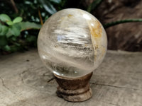 Polished Frosted Quartz Spheres with Rainbow Veils x 2 From Madagascar