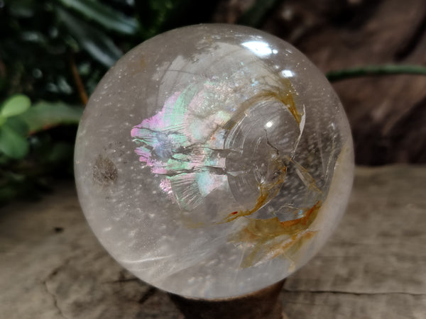 Polished Frosted Quartz Spheres with Rainbow Veils x 2 From Madagascar