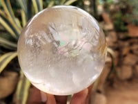 Polished Frosted Quartz Spheres with Rainbow Veils x 2 From Madagascar