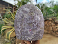 Polished Lepidolite with Pink Rubellite Standing Free Forms x 4 From Madagascar