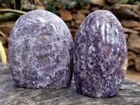 Polished Lepidolite with Pink Rubellite Standing Free Forms x 4 From Madagascar