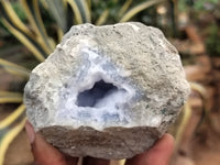 Natural Blue Lace Agate Geode Specimens x 3 From Nsanje, Malawi