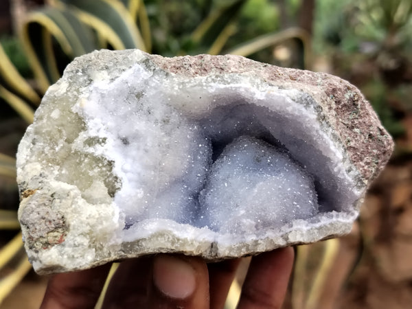 Natural Blue Lace Agate Geode Specimens x 3 From Nsanje, Malawi