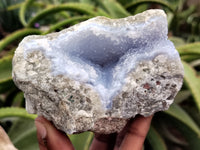 Natural Blue Lace Agate Geode Specimens x 3 From Nsanje, Malawi