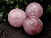 Polished Rose Quartz Spheres x 3 From Ambatondrazaka, Madagascar