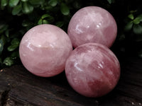 Polished Rose Quartz Spheres x 3 From Ambatondrazaka, Madagascar