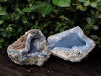 Natural Blue Lace Agate Geode Specimens x 6 From Nsanje, Malawi