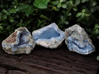 Natural Blue Lace Agate Geode Specimens x 6 From Nsanje, Malawi