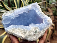 Natural Blue Lace Agate Geode Specimens x 6 From Nsanje, Malawi