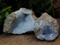 Natural Blue Lace Agate Geode Specimens x 6 From Nsanje, Malawi