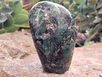 Polished Emerald Mica In Matrix Standing Free Forms x 2 From Mutoko, Zimbabwe