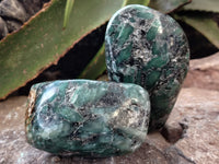 Polished Emerald Mica In Matrix Standing Free Forms x 2 From Mutoko, Zimbabwe