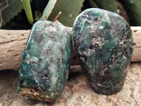 Polished Emerald Mica In Matrix Standing Free Forms x 2 From Mutoko, Zimbabwe